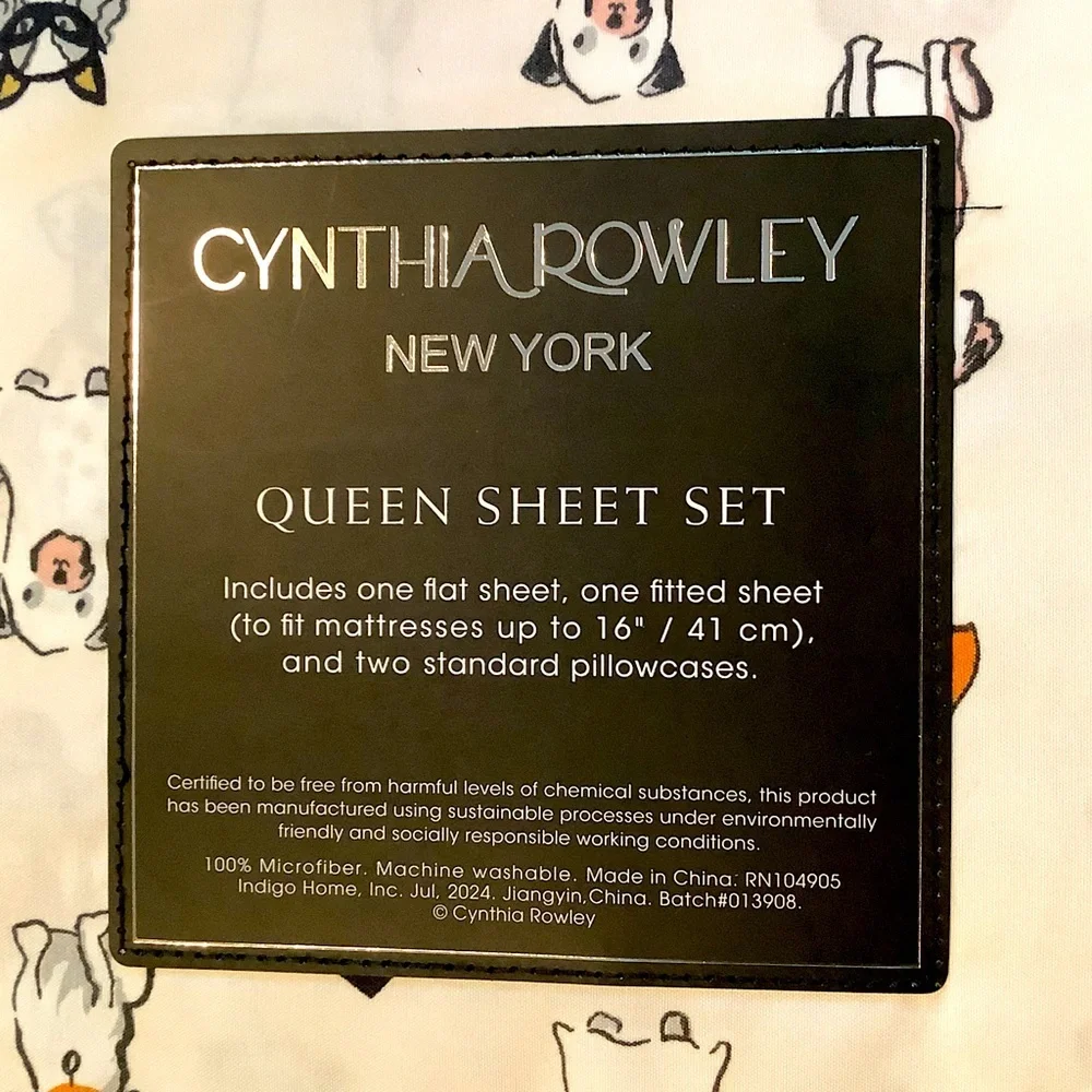 Cynthia Rowley Halloween Perfect Puppies Costume Sheet Set Queen New